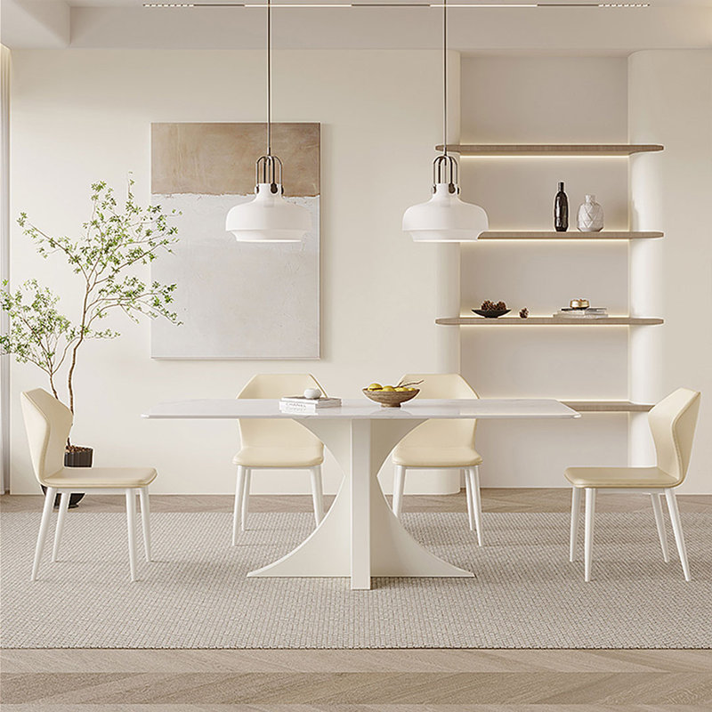 Impulse Wood Rectangular Sintered Stone + Steel Dining Table